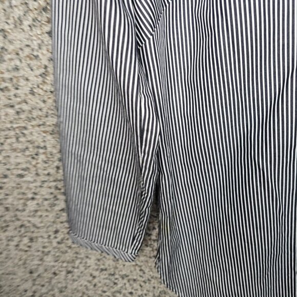 Talbots Top Womens XS Black Oversized Striped‎ V Neck Long Sleeve Blouse - Picture 3 of 7